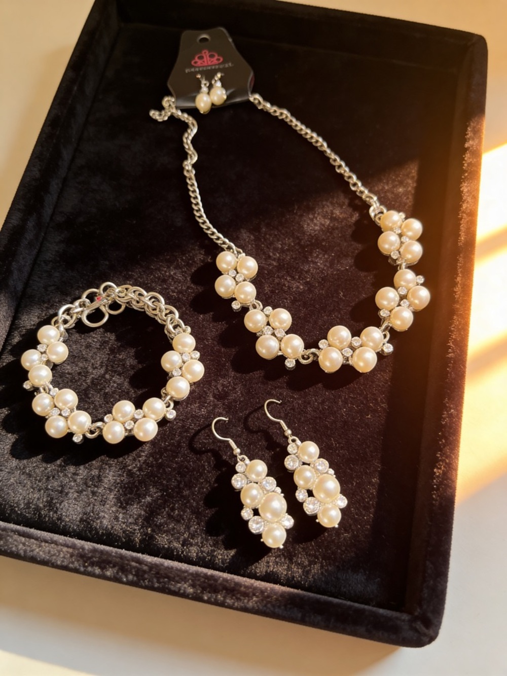 Paparazzi Elegant  Faux Ivory Pearl Necklace, Bracelet & Earrings Set
